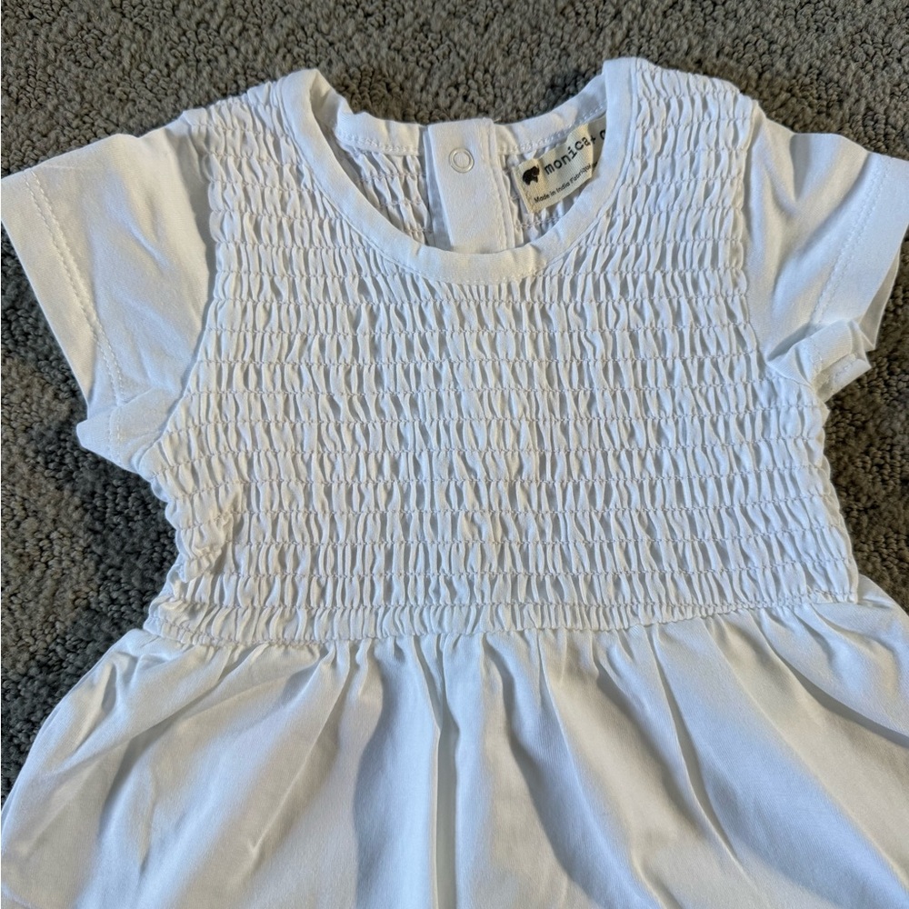 NWOT White Baby Dress with Smocked Bodice - Picture 2 of 5